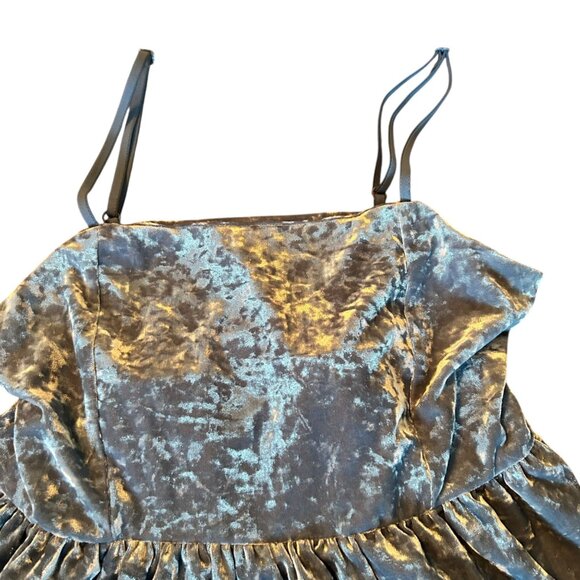 American Eagle Blue Velvet Peplum Babydoll Coquette Camisole Top XS - Picture 3 of 5